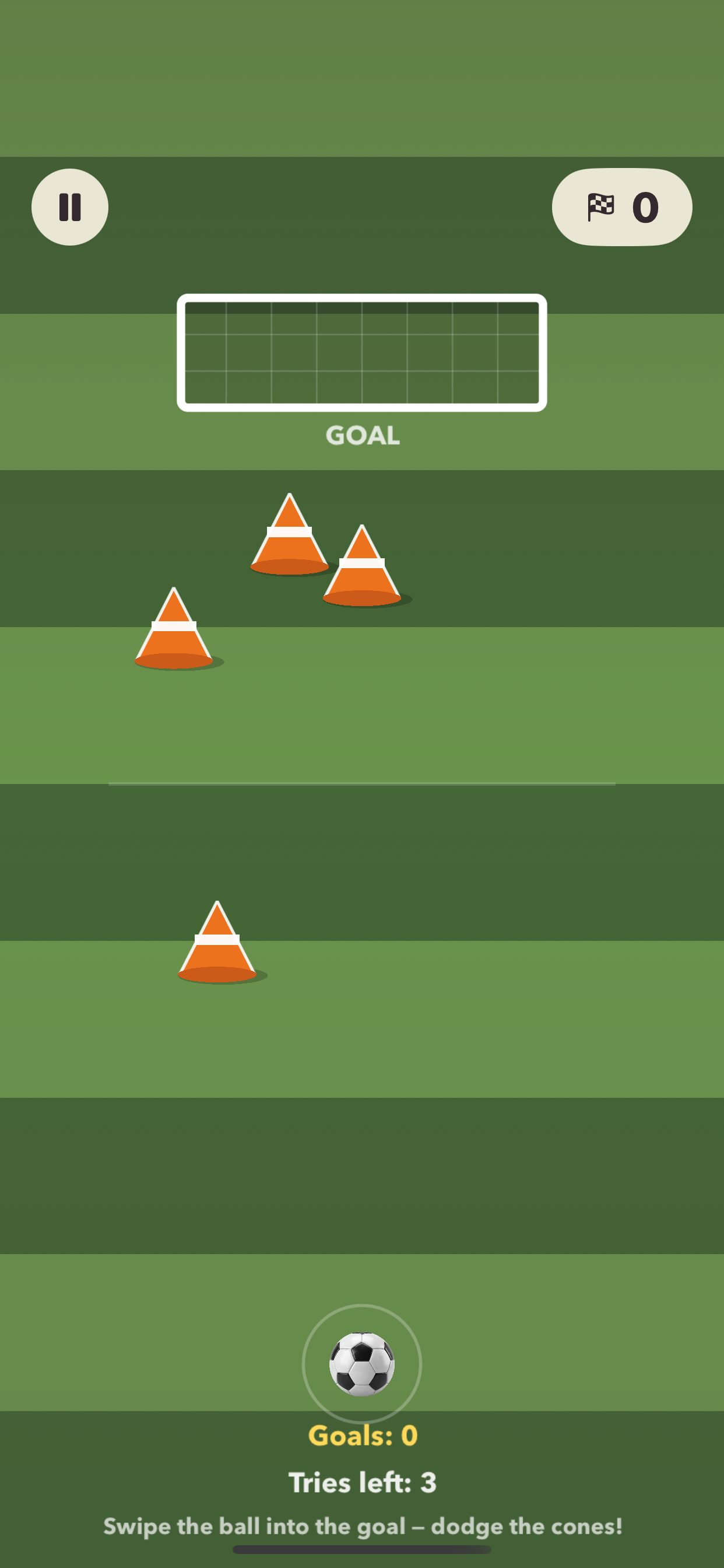 Football Nest Yard Match: dribble the ball past the cones into the goal.